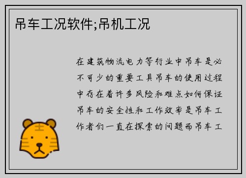 吊车工况软件;吊机工况 吊车工况软件;吊机工况