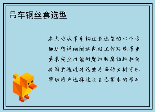 吊车钢丝套选型 吊车钢丝套选型